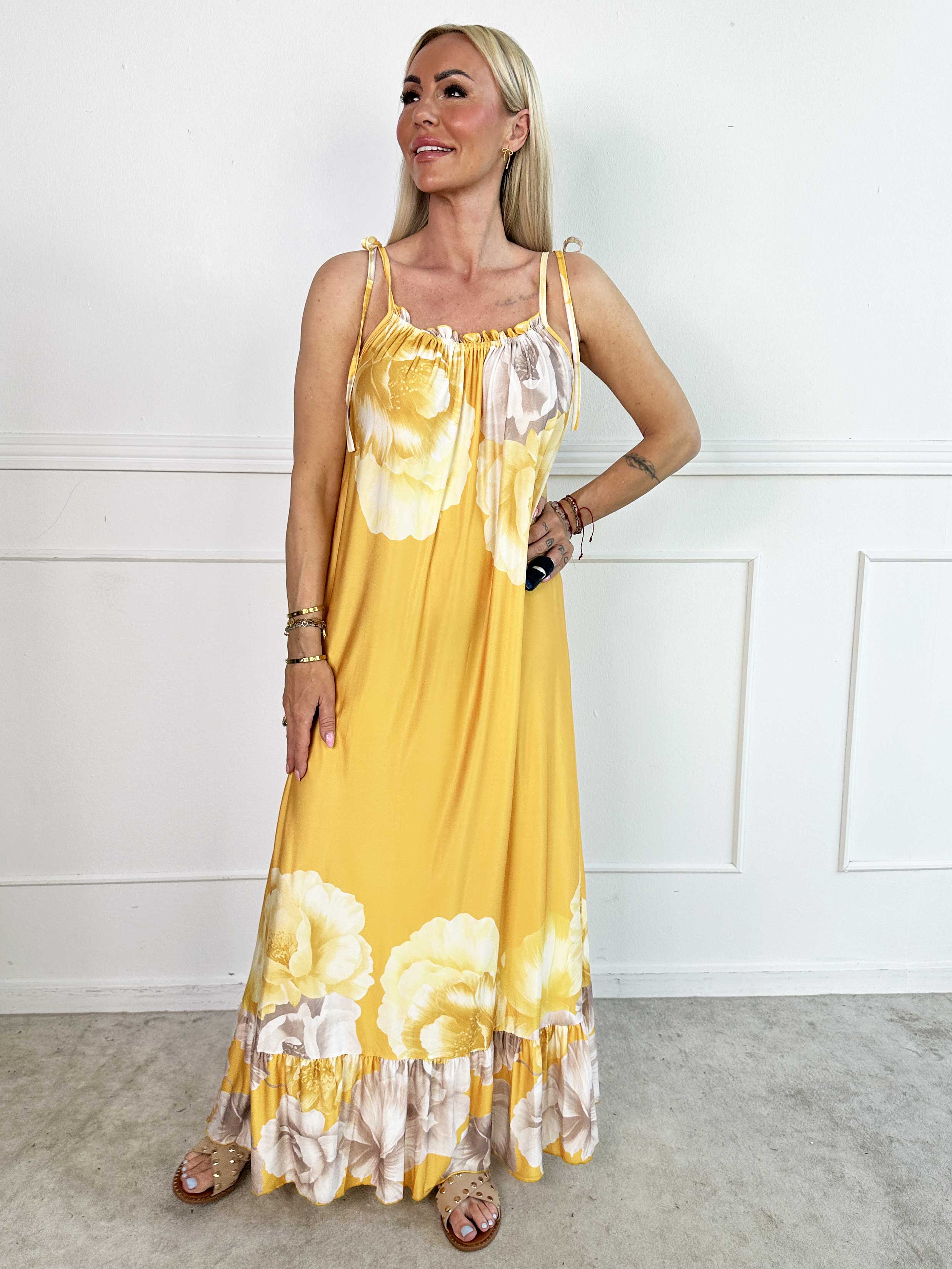 Alba – Sommerkleid mit elastischen Trägern und Blumenmuster