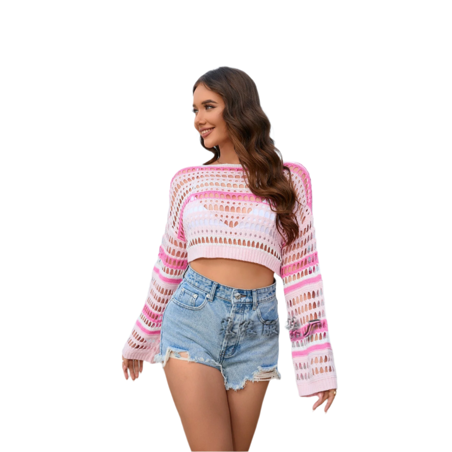 Alicia – Strandcover mit sexy Lochstreifen-Design für Bikini