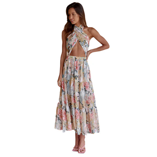 Febie - Fantastico vestito lungo con supporto per fiori