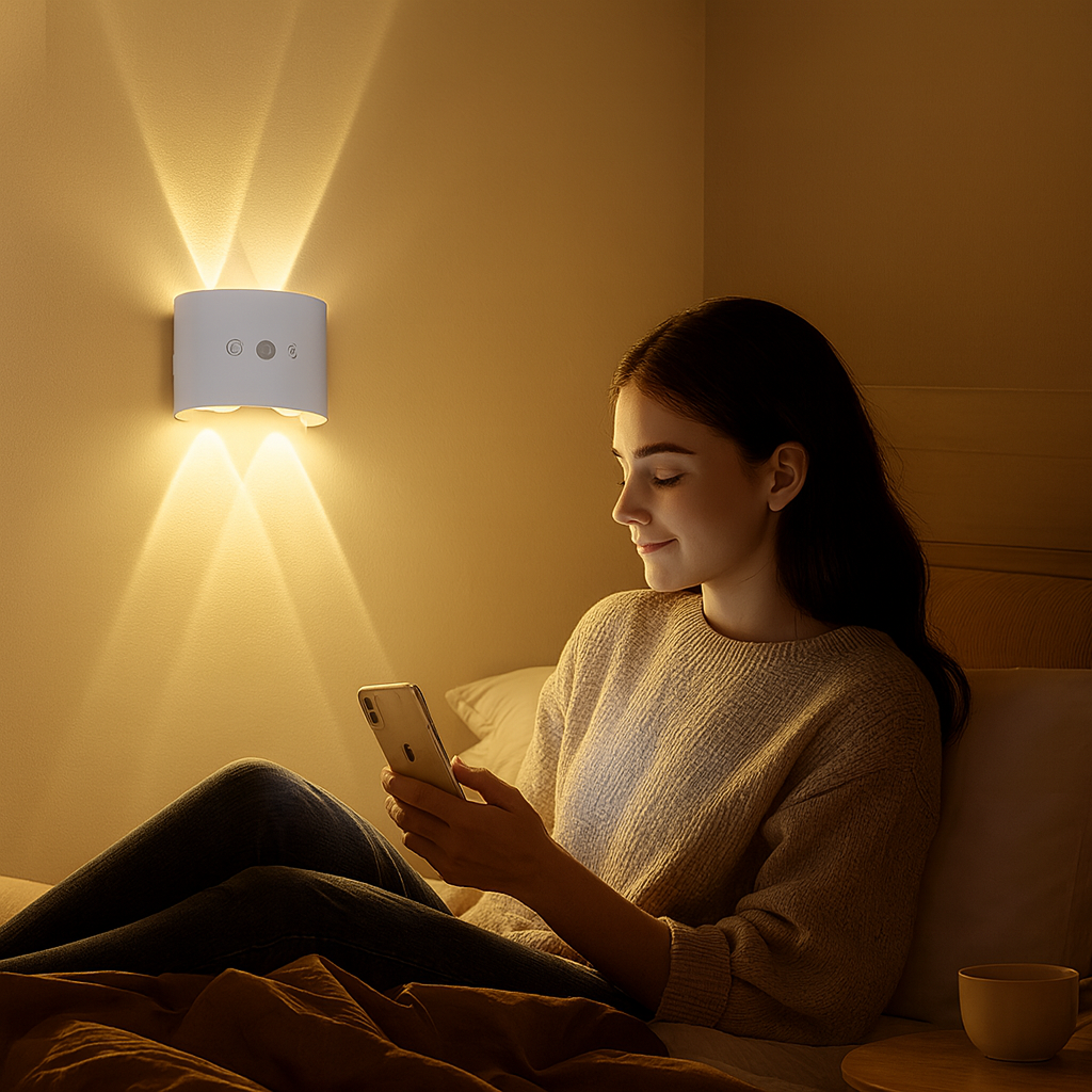 LumiNova | Cat-Eye LED-Wandleuchte mit Bewegungssensor – 3-farbig einstellbar, USB-aufladbar