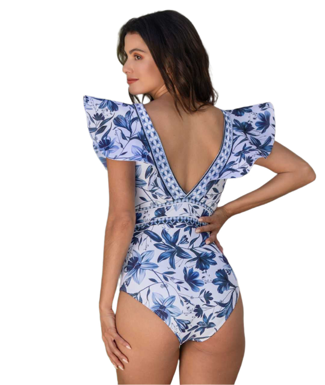 Arelia - Bañador de una pieza con escote en V y conjunto de falda a juego