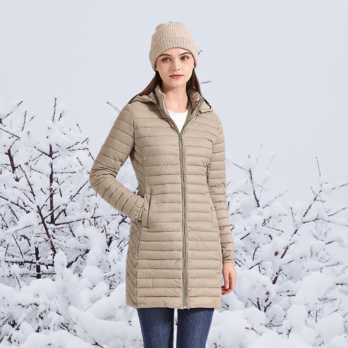 Maja - Ultraleichte lange und warme Parkajacke mit Kapuze