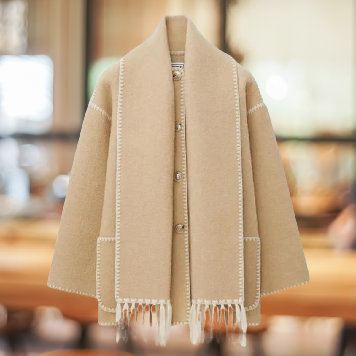 Mathilde - Elegante einreihige Jacke mit Knopf und Schal