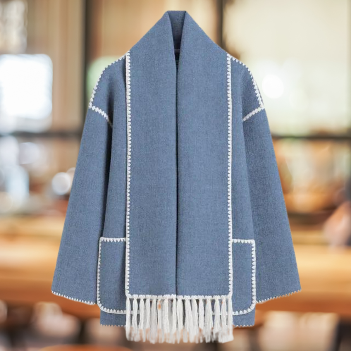 Mathilde - Elegante einreihige Jacke mit Knopf und Schal