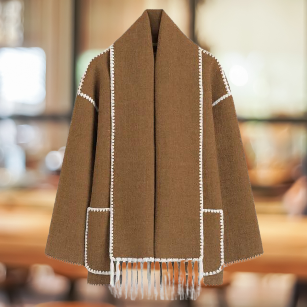 Mathilde - Elegante einreihige Jacke mit Knopf und Schal