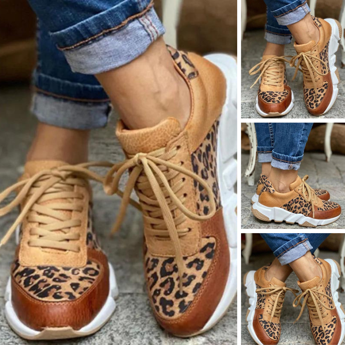 Mille - Legere Leoparden-Sneakers mit dicken Sohlen