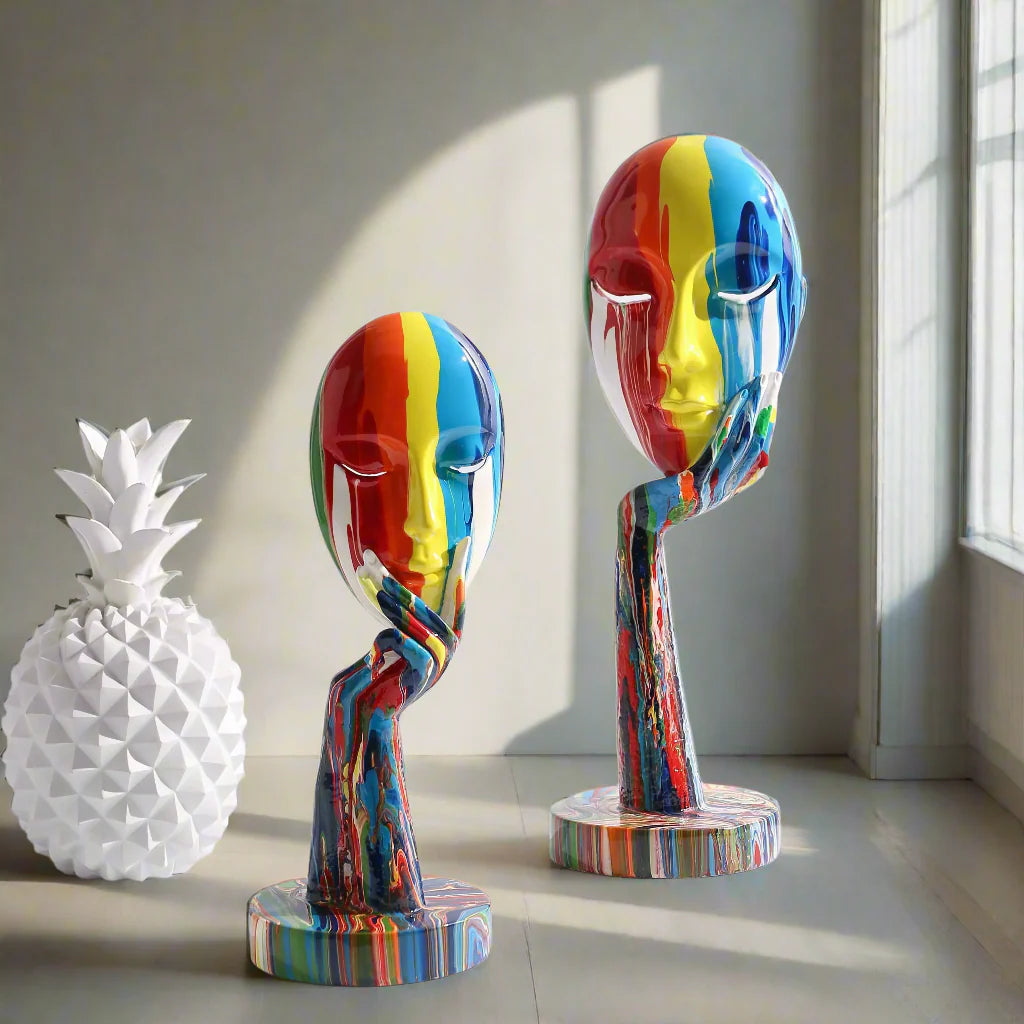 Moderne bunte Wandkunst mit Frauenporträt – Einzigartige Heimdekoration