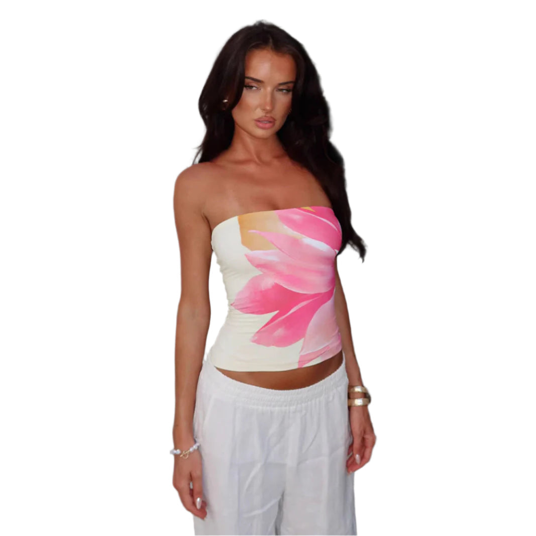 Sandra - Top sans bretelles à motif floral