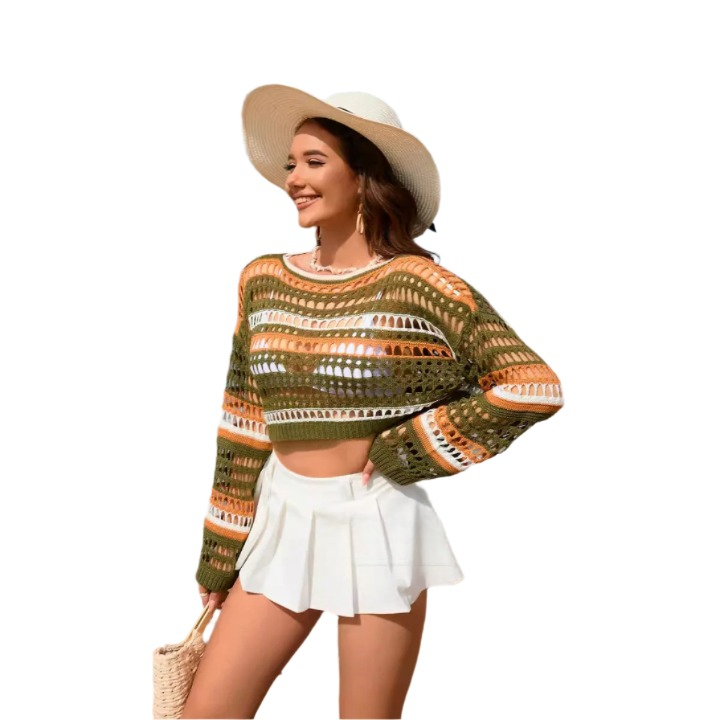 Alicia – Strandcover mit sexy Lochstreifen-Design für Bikini