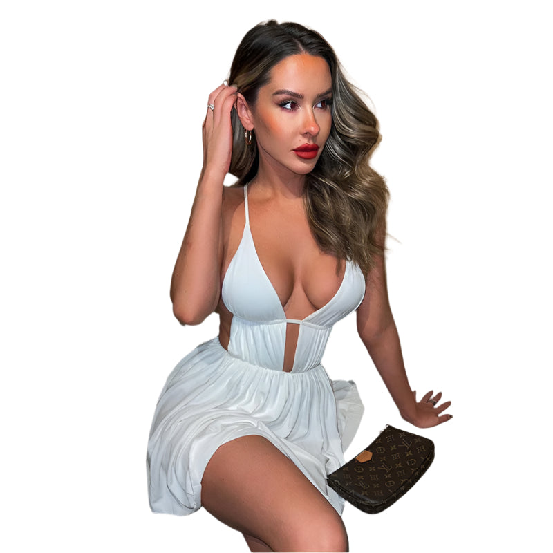 Nova - Tirantes ajustables de espagueti y vestido de verano aireado con escote en V