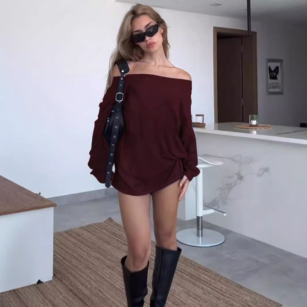 Doreen - Off-Shoulder Lockere kurze Kleid