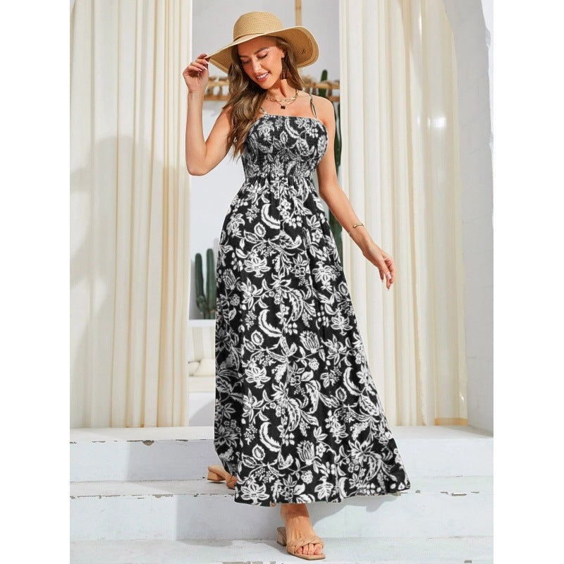 Mirajane - vestido sin tirantes con volantes y estampado de volantes