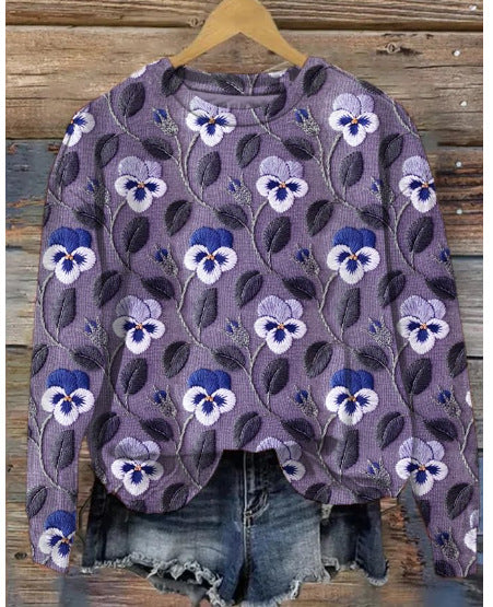 Elvie - Blusa de manga larga ajustada con estampado de flores