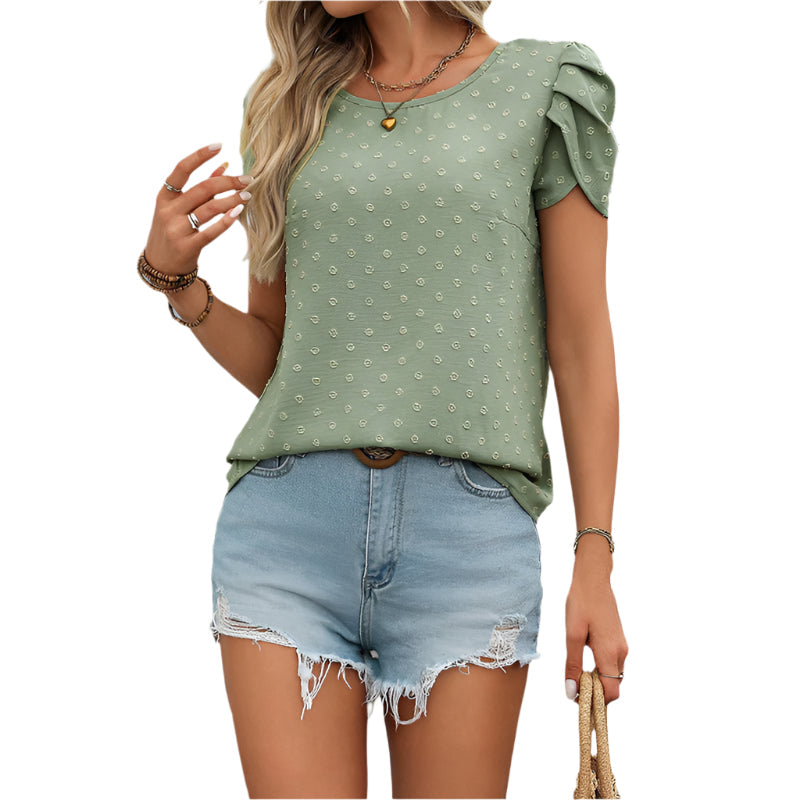 Sofie - Elegante gepunktete Bluse mit Puffärmeln