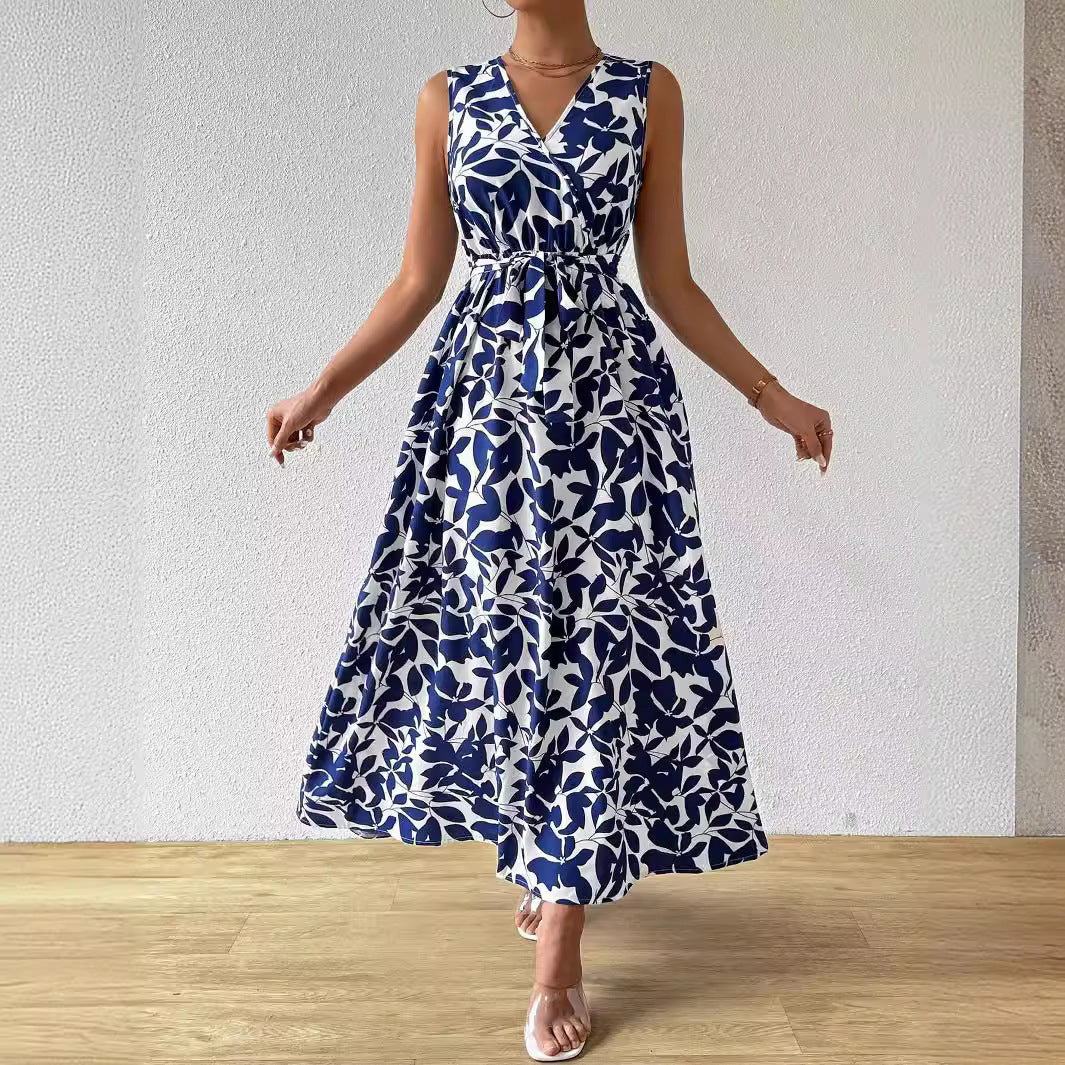 Lyra - Ultralange Sommerkleid mit V-Ausschnitt