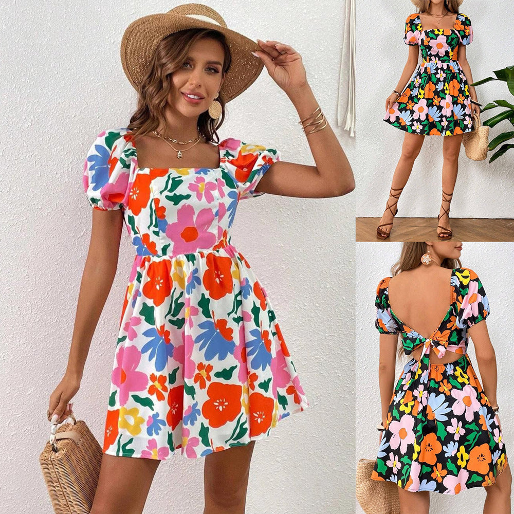 Dianna – vestido de playa estampado con mangas farol
