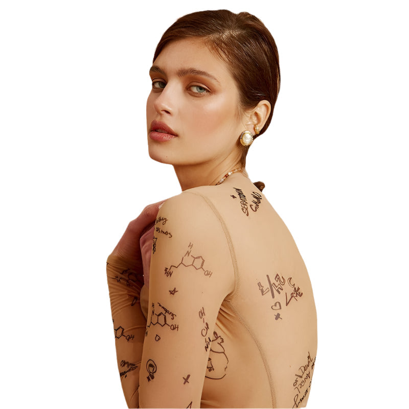 Anastasia - Top a maniche lunghe in tessuto mesh trasparente