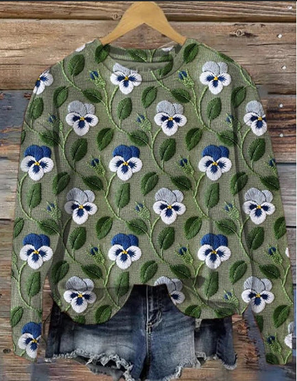 Elvie - Locker sitzende langärmelige Bluse mit Blumenmuster