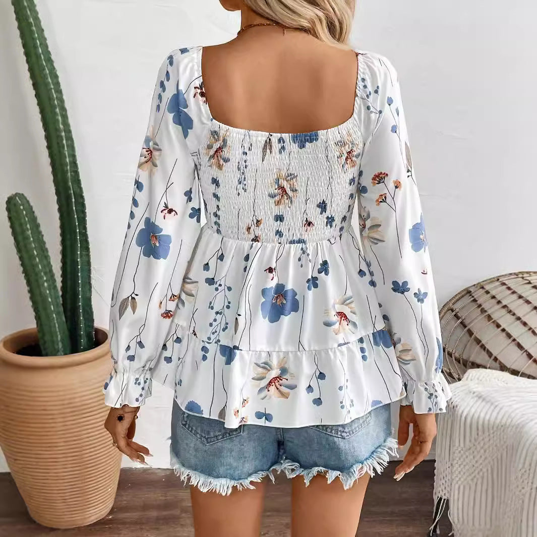 Carmela - Langarm-T-Shirt mit Blumenmuster