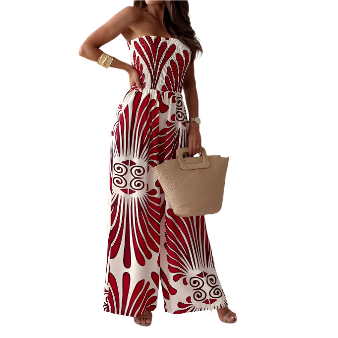 Holly - Ethnisches Design mit weitem Bein Jumpsuit