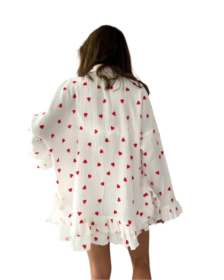 Vanessa - Komfortabelt 3-delt sæt med hjertemønster