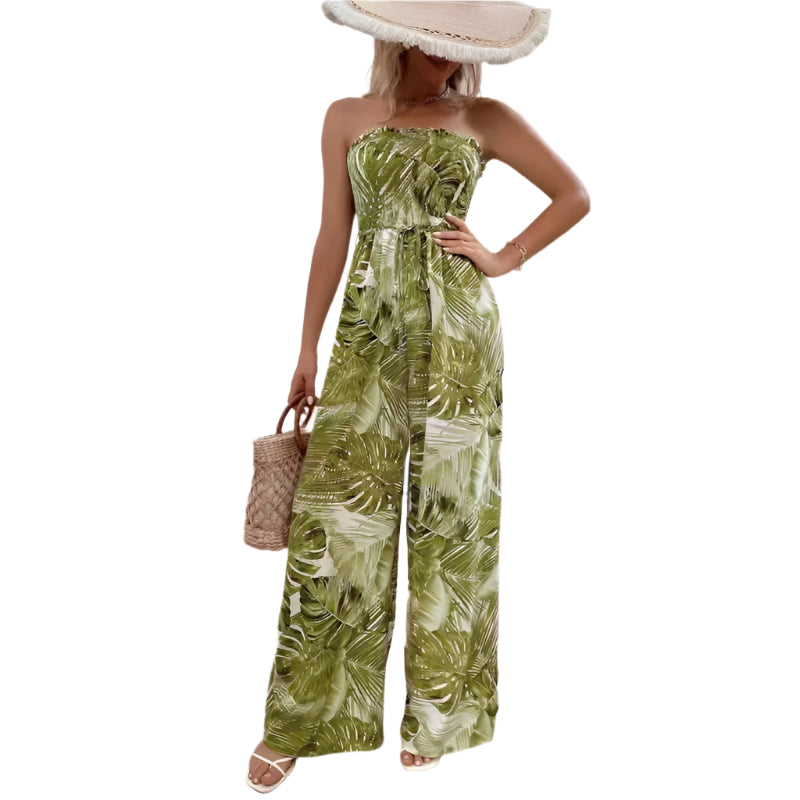 Gabriella - Mono casual con piernas anchas y estampado tropical