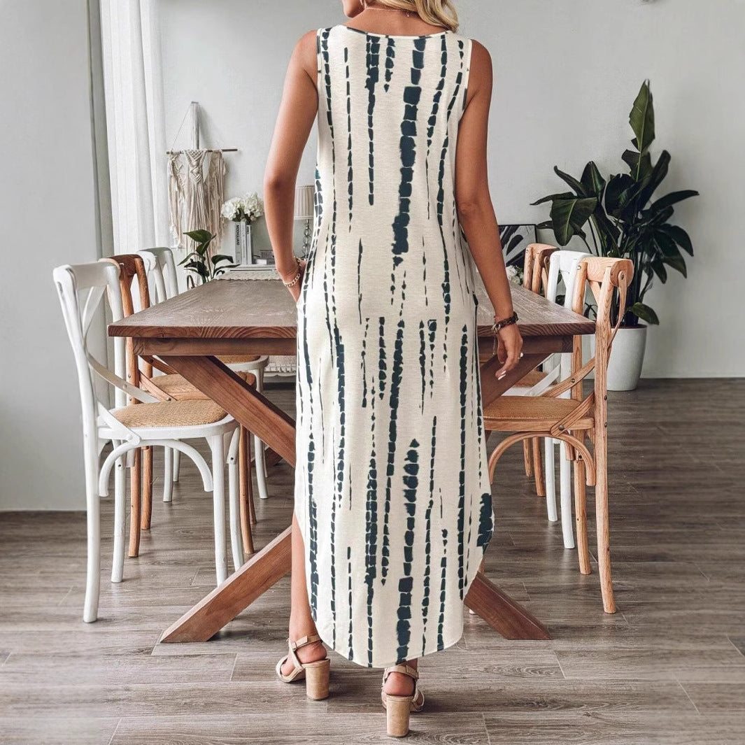 Sara - ärmelloses Kleid mit V-Ausschnitt und Schlitz