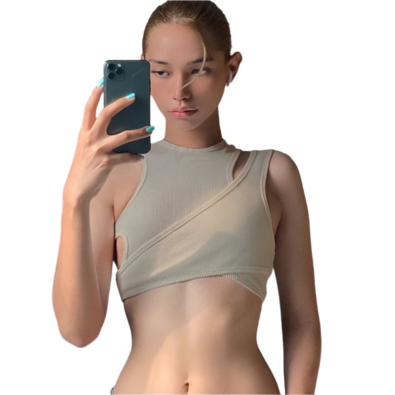 Isla - diseño de mechas y detalles recortados top corto