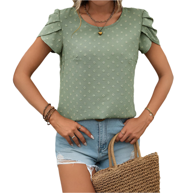 Sofie - Elegante gepunktete Bluse mit Puffärmeln