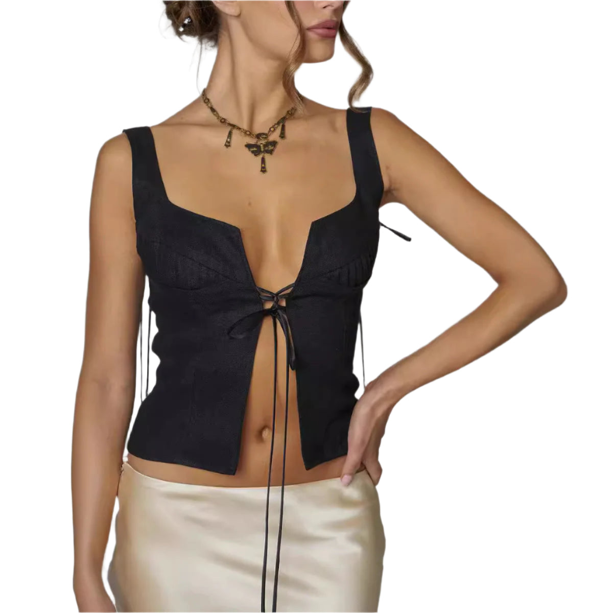 Johanne - Top a punta sofisticato senza maniche