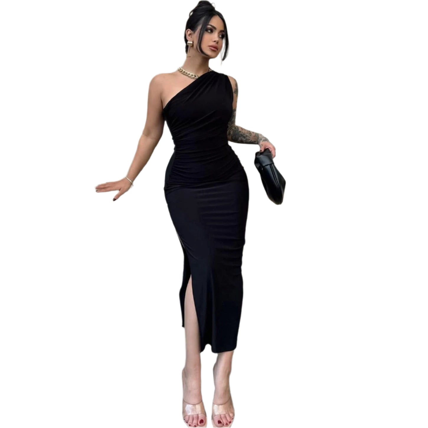 Rania - Elegantes Drapieren und asymmetrischer Schnitt Maxikleid