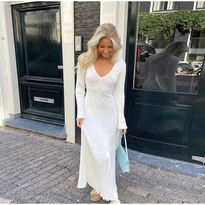 Oline - Vestido midi elegante con mangas largas