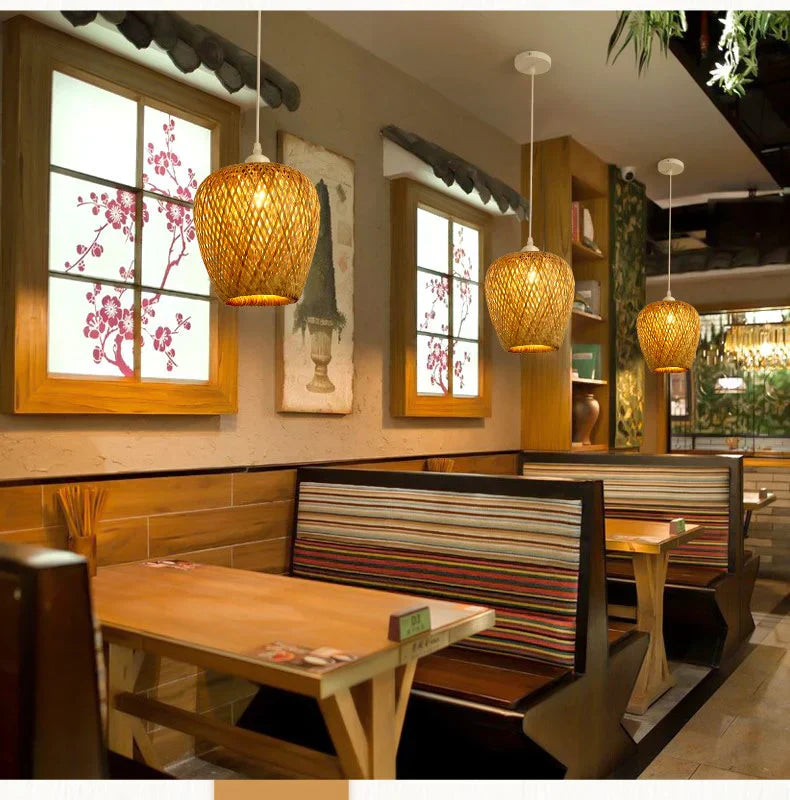 NaturalElegance - Warfe geflochtene Rattan Pendelleuchte