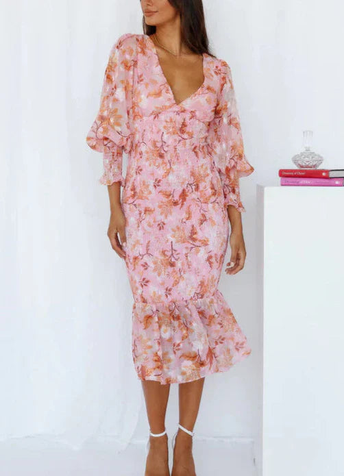 Rebekka - Vestido midi con estampado de flores