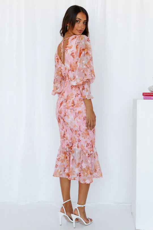 Rebekka - Vestido midi con estampado de flores