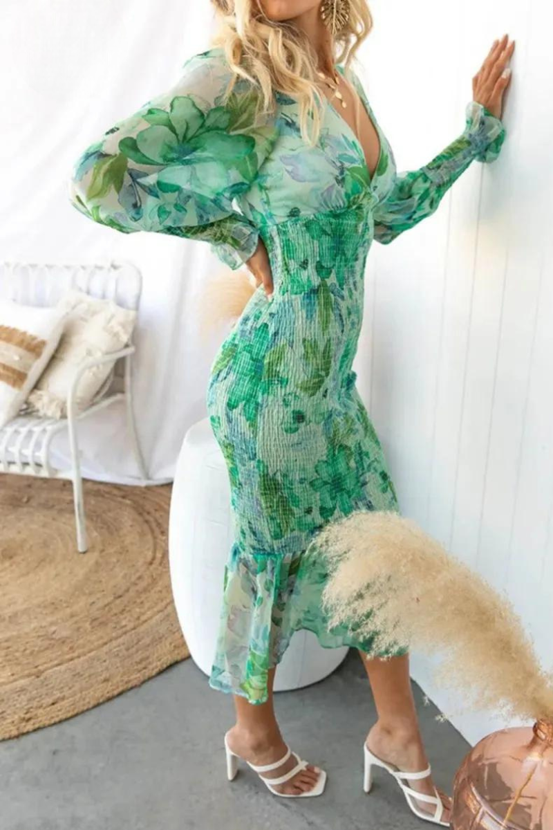 Rebekka - Vestido midi con estampado de flores