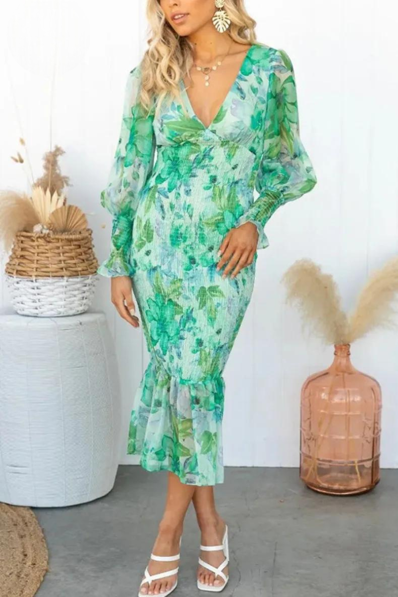 Rebekka - Vestido midi con estampado de flores