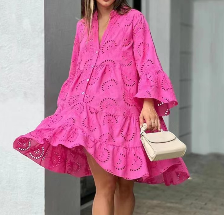 Blanche – Vestido de manga corta con escote en V