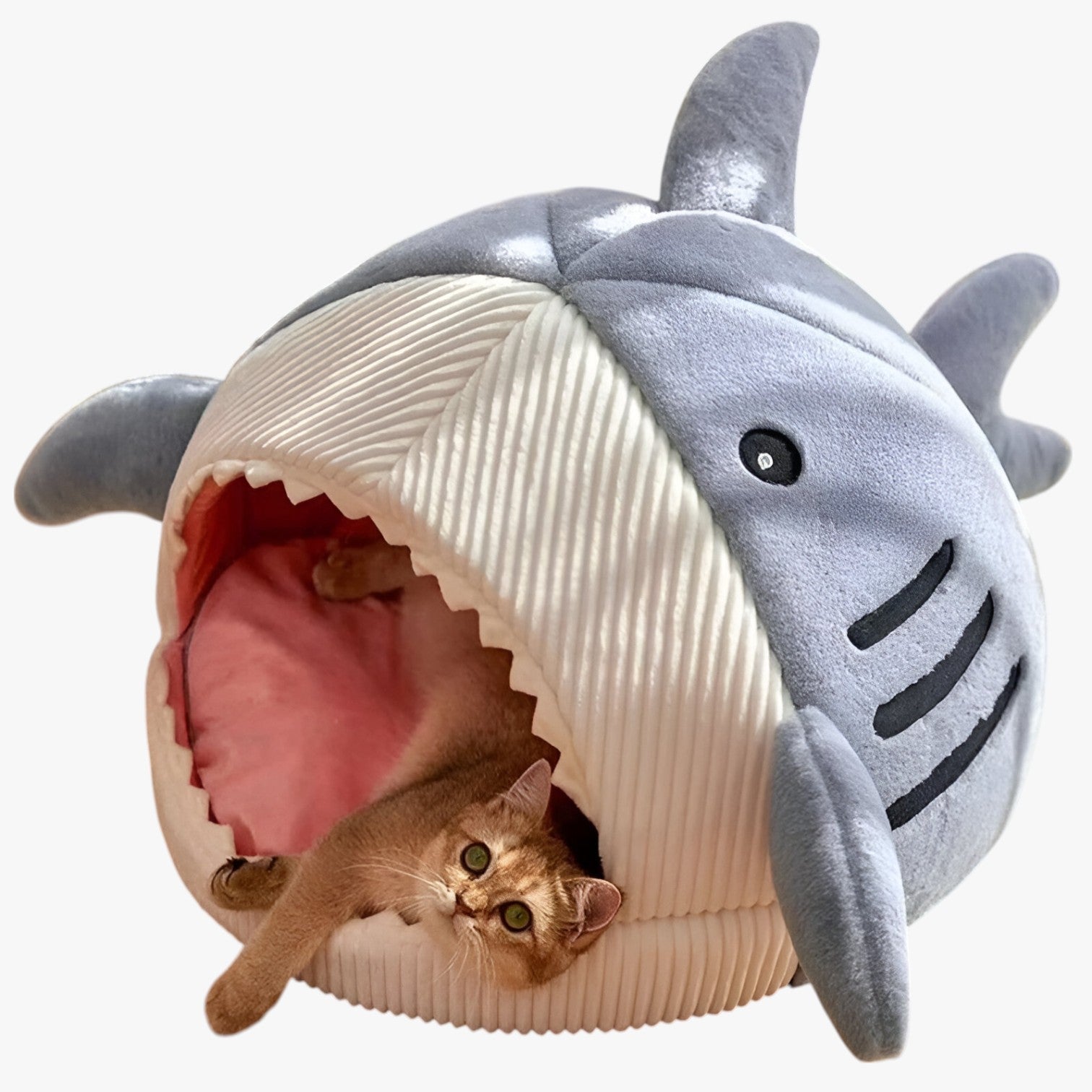 SharkSnug - Weiches haiförmiges Haustierbett mit komfortablem Inneren