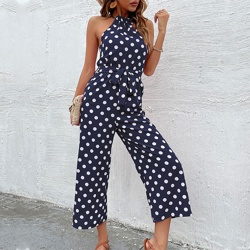 Dahlia - Vielseitiger Jumpsuit mit Punkten und Halterneck