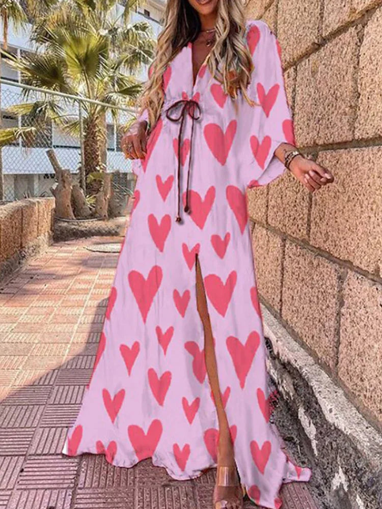 Selene - Elegante vestido de playa estampado con cobertura ligera