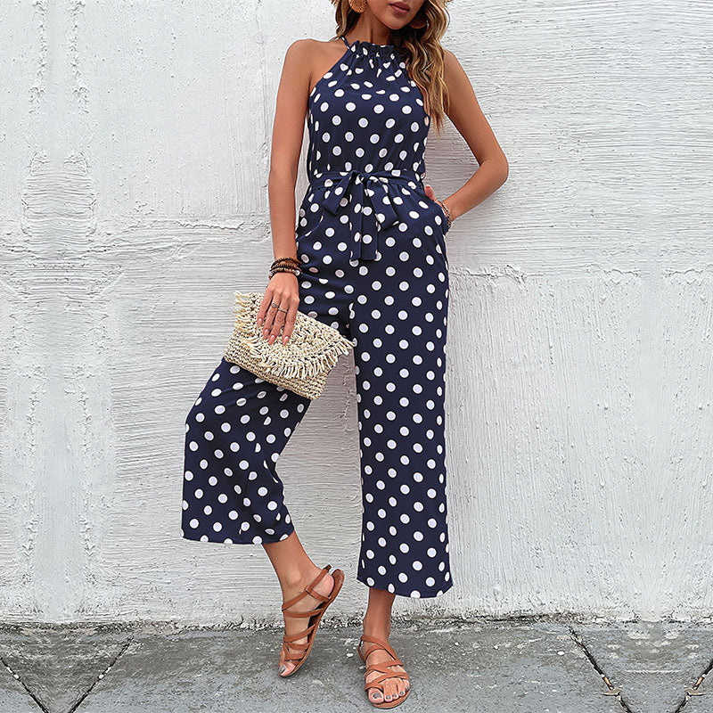 Dahlia - Vielseitiger Jumpsuit mit Punkten und Halterneck
