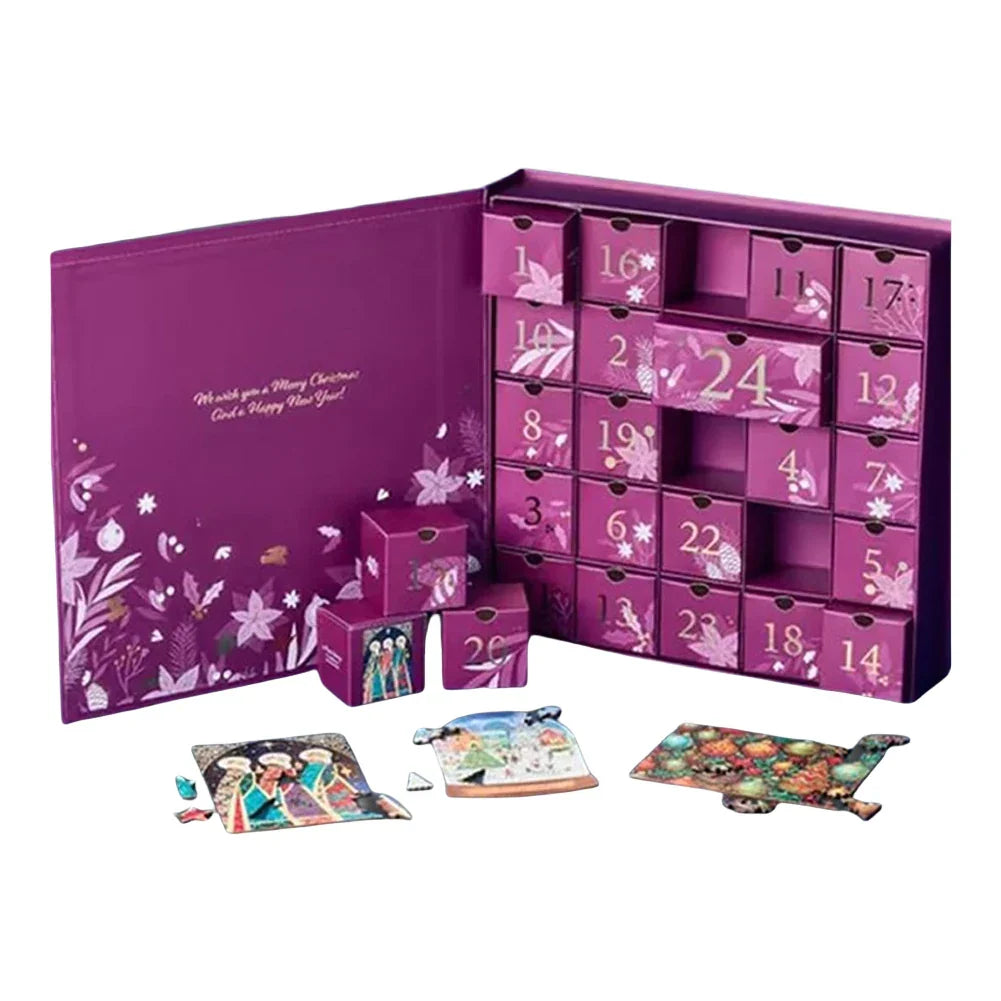 Calendario de adviento de rompecabezas navideño de 24 días