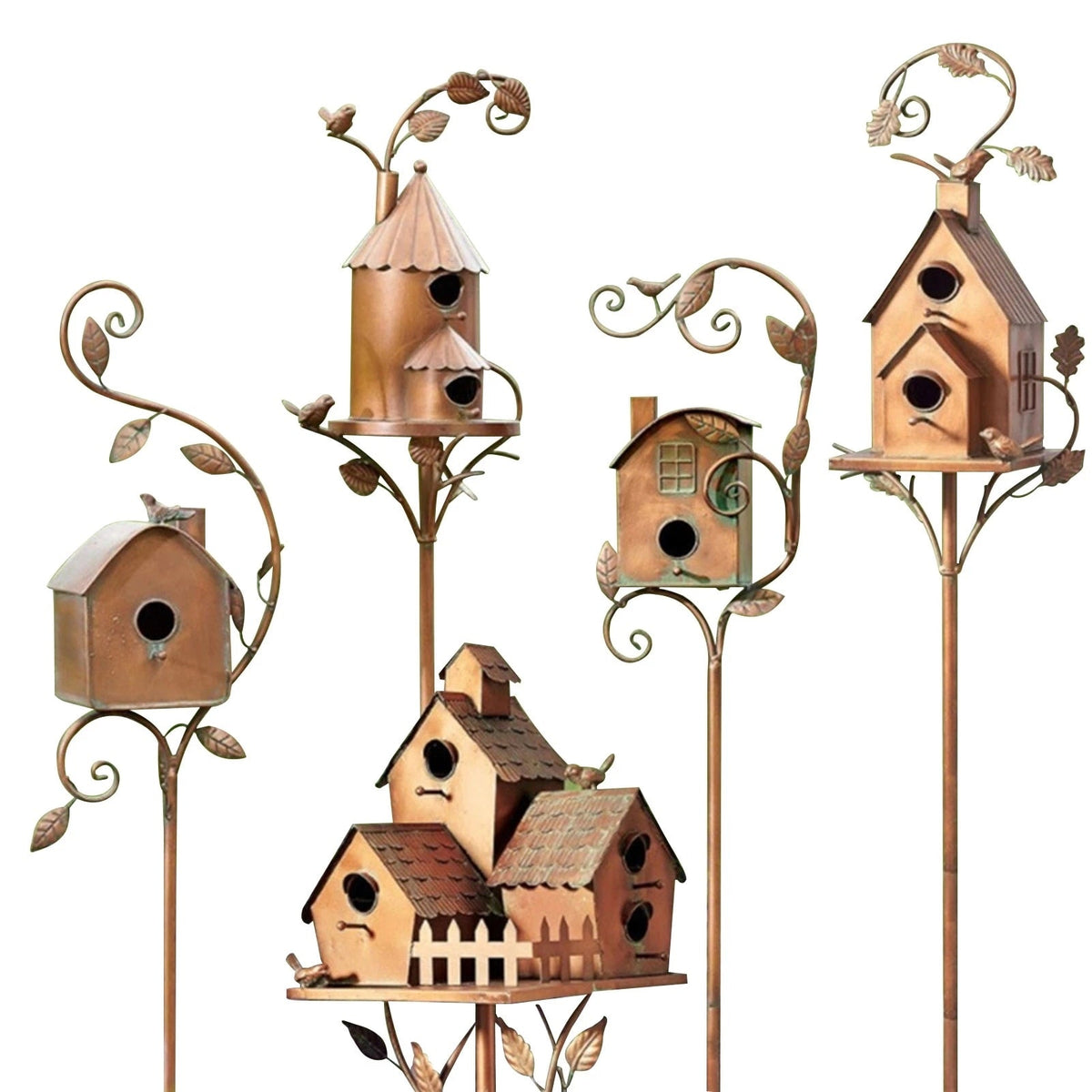 RusticHaven - Dekoratives Futterhaus mit Antik-Finish und Ornamentiertem Stativ