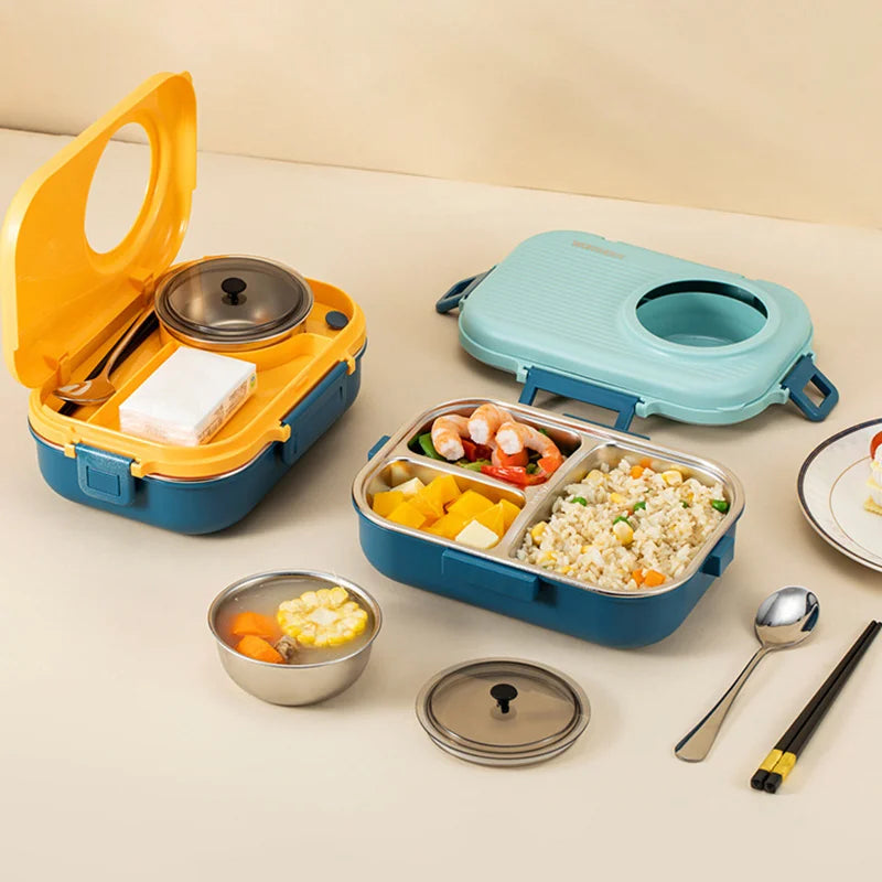 Edelstahl 3-Gitter Isolierung Auslaufsichere Behälter Lunchbox