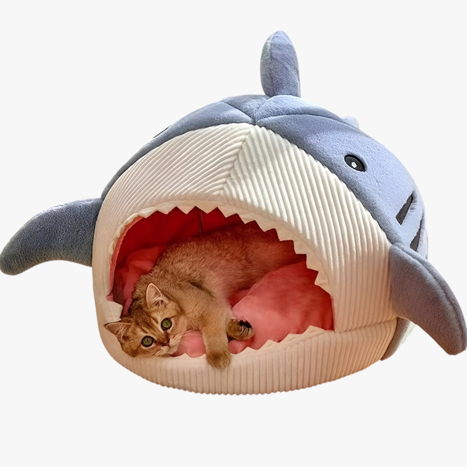SharkSnug - Weiches haiförmiges Haustierbett mit komfortablem Inneren