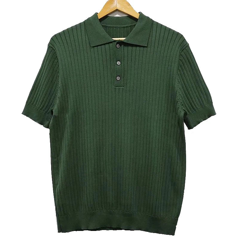 Thor - Klassischer Poloshirt mit gestricktem Streifen im Vintage-Stil