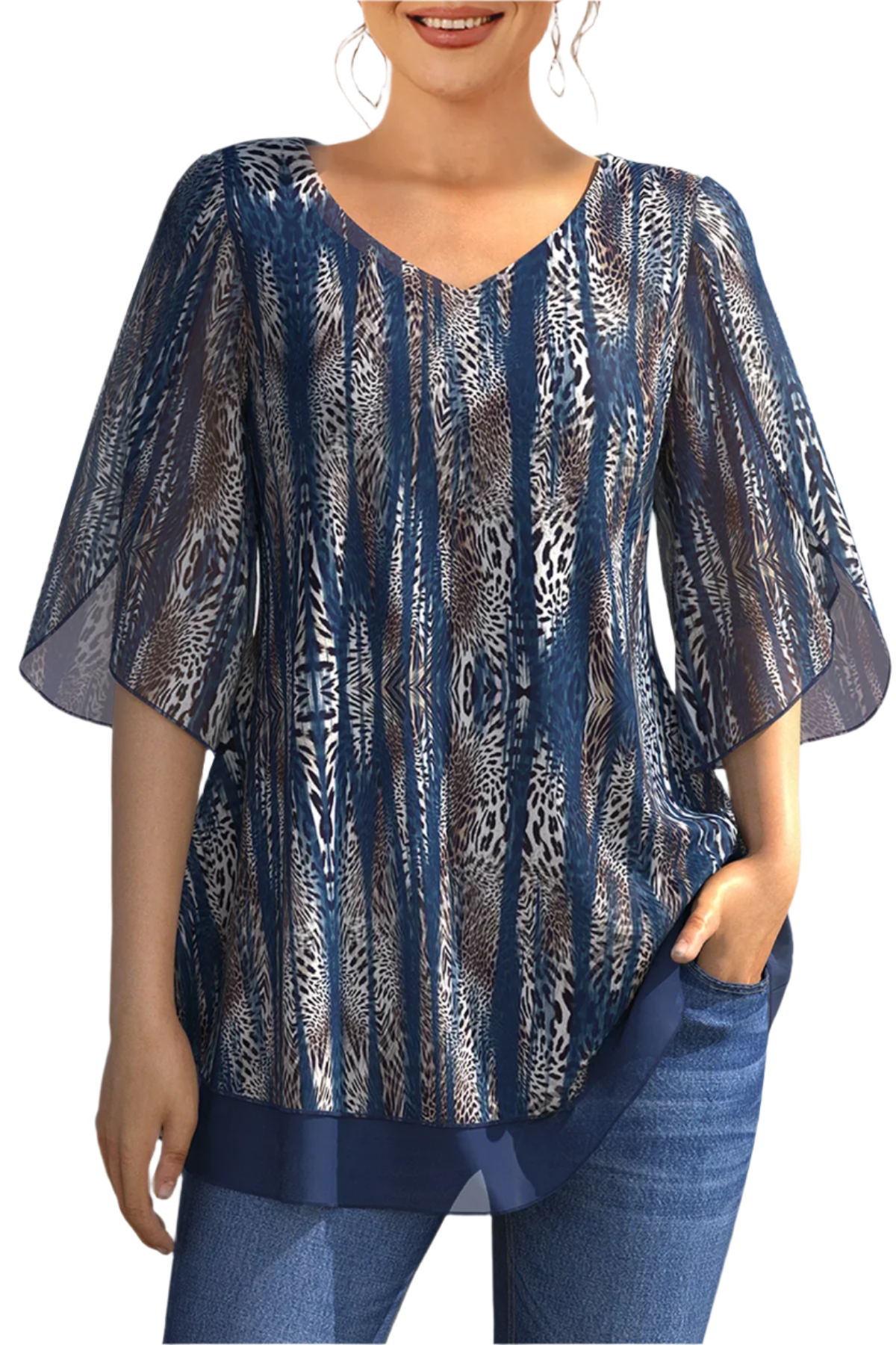 Elina Elegante Mønstret Bluse für Damen – Leicht und Stilvoll