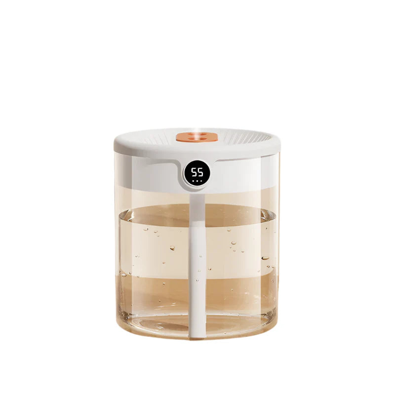LumoClear – Humidificador ultrasónico con doble boquilla, indicador inteligente de humedad y difusor de aceites esenciales para la sala de estar