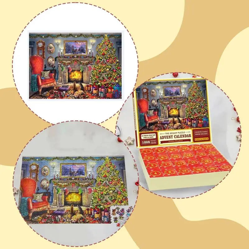 Calendario de adviento con rompecabezas para la cuenta regresiva hasta Navidad